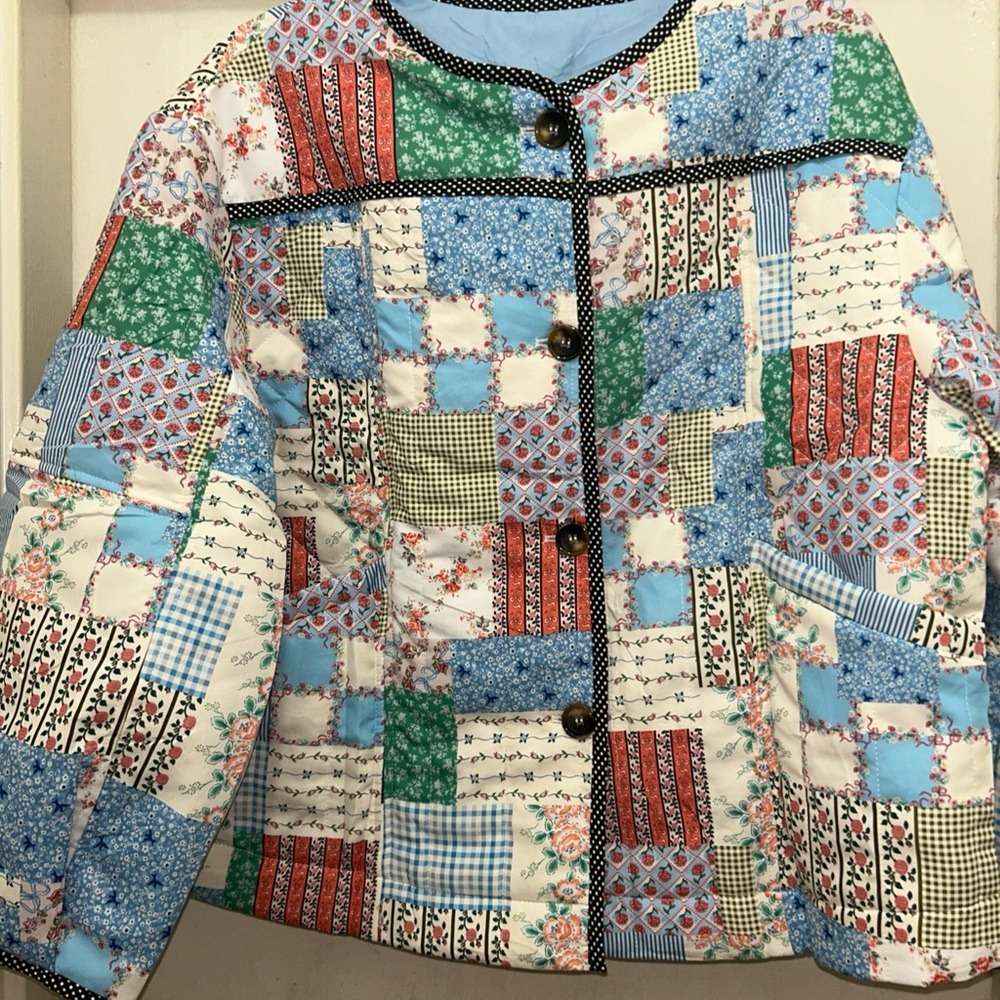 Colorful Patchwork Teddy Jacket NWT - image 2